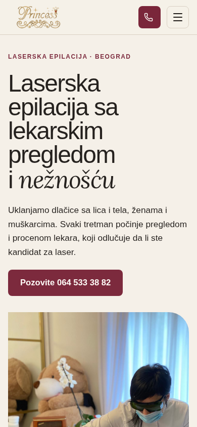 Gotov Princess demo u direktnom mobilnom viewport snimku